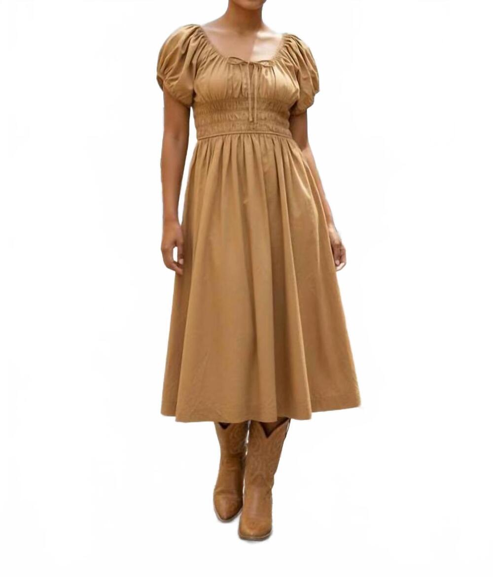 NEW STRAWBERRY PARIS marilyn field midi dress in beige